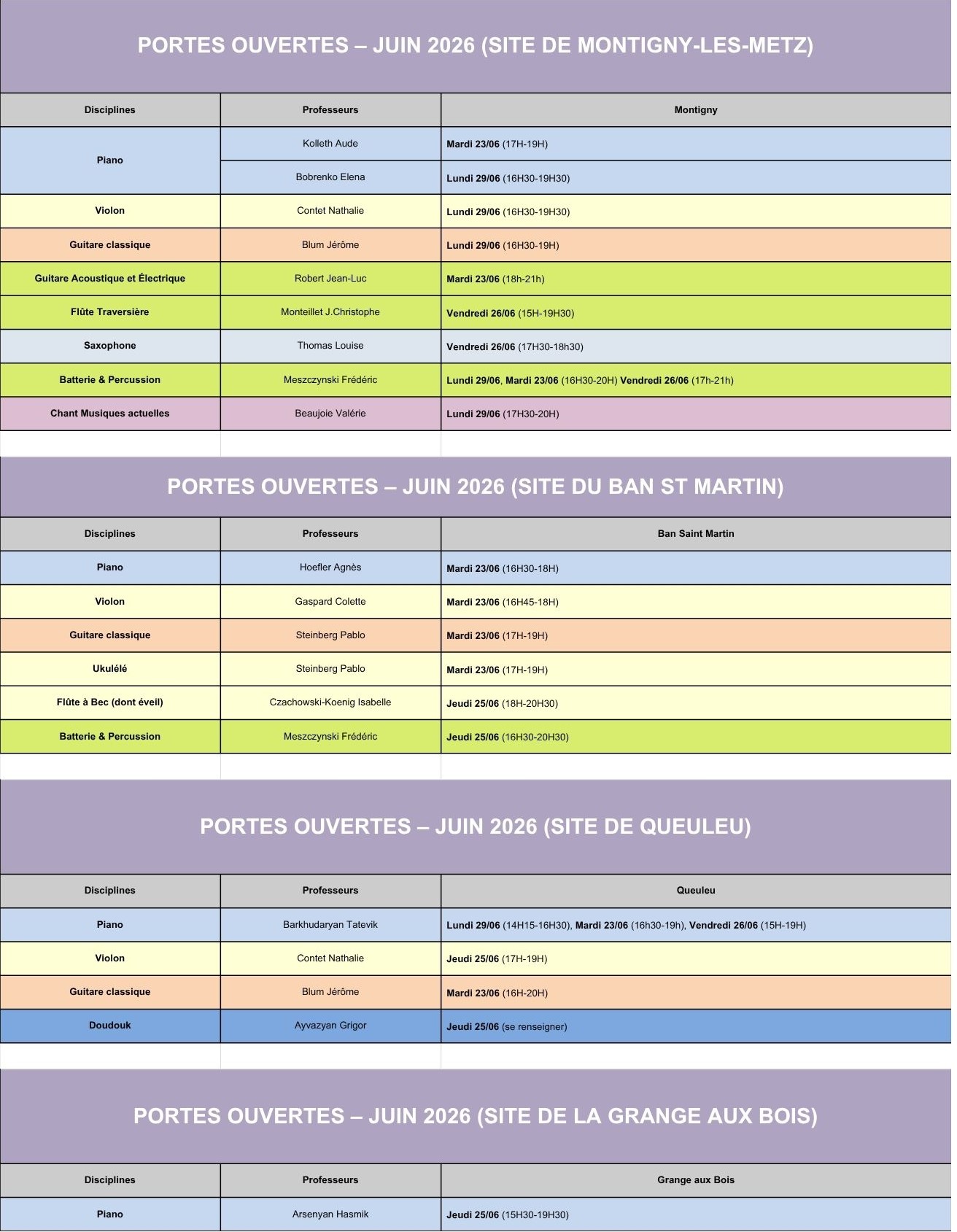 Emari : Portes ouvertes 23,25,26 et 29/06 (autres sites)
